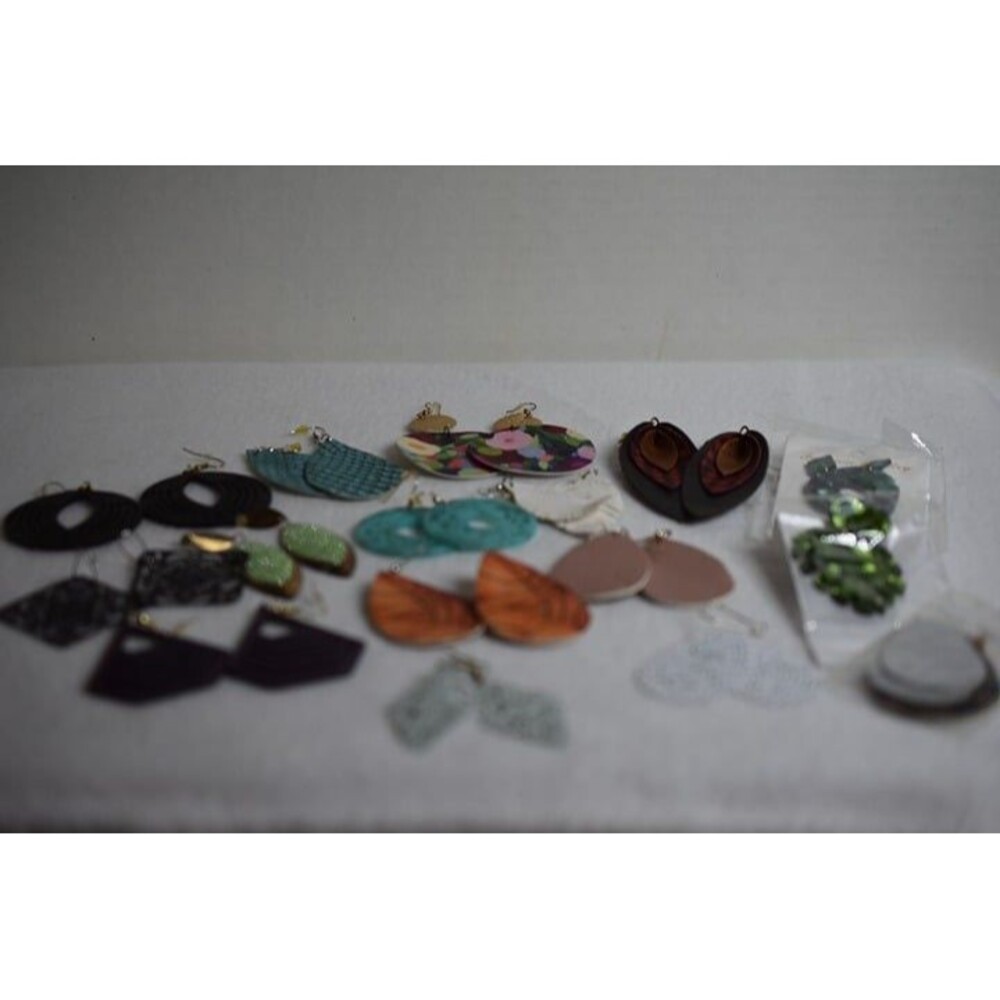 Boho Vintage To Now 16pr Chic Leather/Acylic/Wood Dangle Drop Hook/Post Earrings